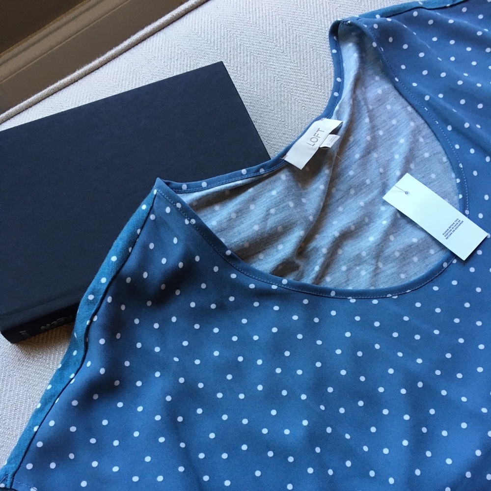 LOFT | Polkadot Crop-Sleeve Top | S - Picture 5 of 8